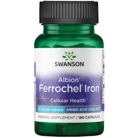 SWANSON Ferrochel Vas-biszglicinát-kelát 18 mg / 180 db kapszula /GAZDASÁGOS KISZERELÉS/