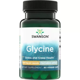   SWANSON Glicin 500 mg / 60 növényi kapszula (AjiPure gyógyszer minőségű glicin)