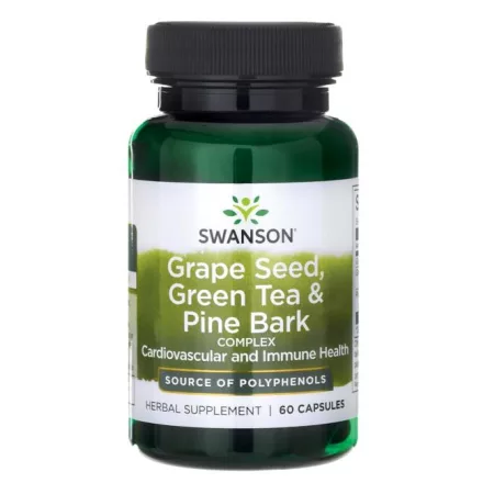 SWANSON Szőlőmag, Zöld Tea + Fenyőkéreg komplex 60 db kapszula