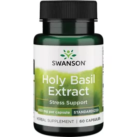   SWANSON Szt.Bazsalikom kivonat (Tulsi) / 400 mg Ocimum sanctum standardizálva 2% urzolsavvá / 60 kapszula