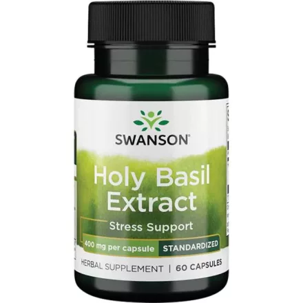 SWANSON Szt.Bazsalikom kivonat (Tulsi) / 400 mg Ocimum sanctum standardizálva 2% urzolsavvá / 60 kapszula