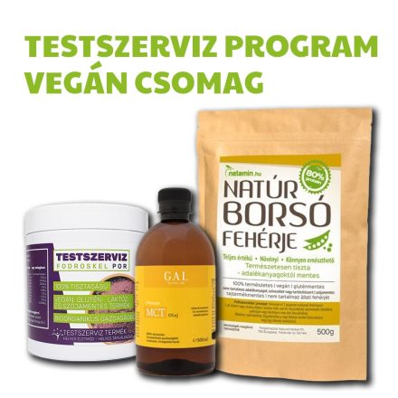 TESTSZERVIZ PROGRAM VEGÁN CSOMAG (Testszerviz Fodroskel por,  GAL Q10 koenzim+MCT-olaj, Testszerviz Extra Vegán Fehérjepor)