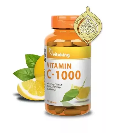 VITAKING C-1000 C-vitamin citrus bioflavonoidokkal, accerolával és csipkebogyóval - 90 db