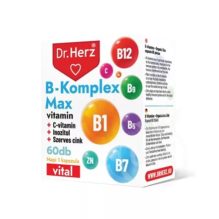 Dr. Herz b-komplex max+c-vitamin+inozitol+szerves cink kapszula 60 db