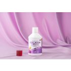 Swedish Nutra Collagen Dream 10 000 mg folyékony kollagén ital flakonja és adagoló pohara rózsaszín, lágy textilháttér előtt