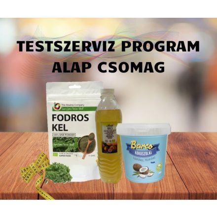 TESTSZERVIZ PROGRAM ALAP CSOMAG (Testszerviz Fodroskel por, Testszerviz Bio Almaecet 500 ml, Barco vödrös kókuszolaj 1000 ml)