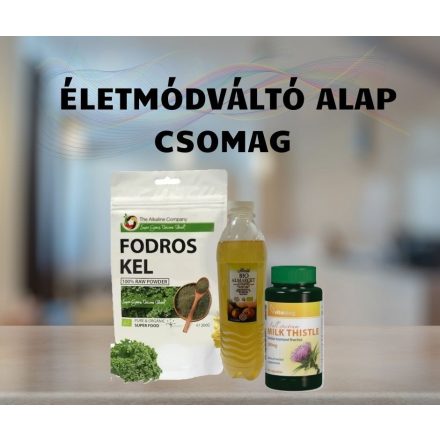 ÉLETMÓDVÁLTÓ ALAP CSOMAG (Testszerviz Fodroskel por, Testszerviz Bio Almaecet 500ml, Vitaking Máriatövis kapszula)