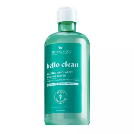 BioBalance Hello Clean Tisztító micellás víz niacinamiddal zsíros és aknéra hajlamos bőrre 500 ml